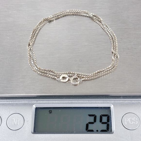 Box Chain Necklace | Vintage Sterling Silver 925 18" - Picture 3 of 7